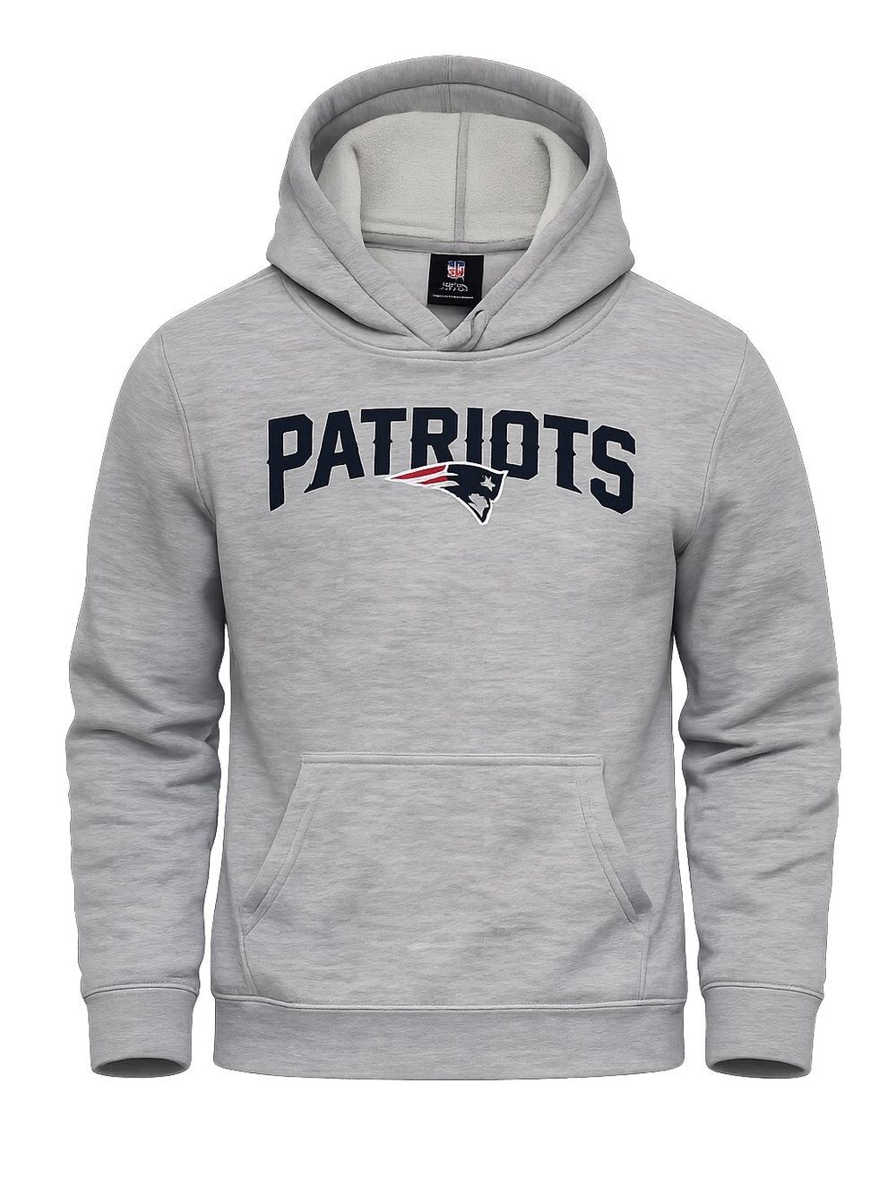 NFL NEW ENGLAND Patriots Grey Graphic Hoodie | size Large
